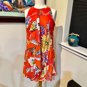 Lauren Ralph Lauren Orange Floral Print Silky Sundress - 6P